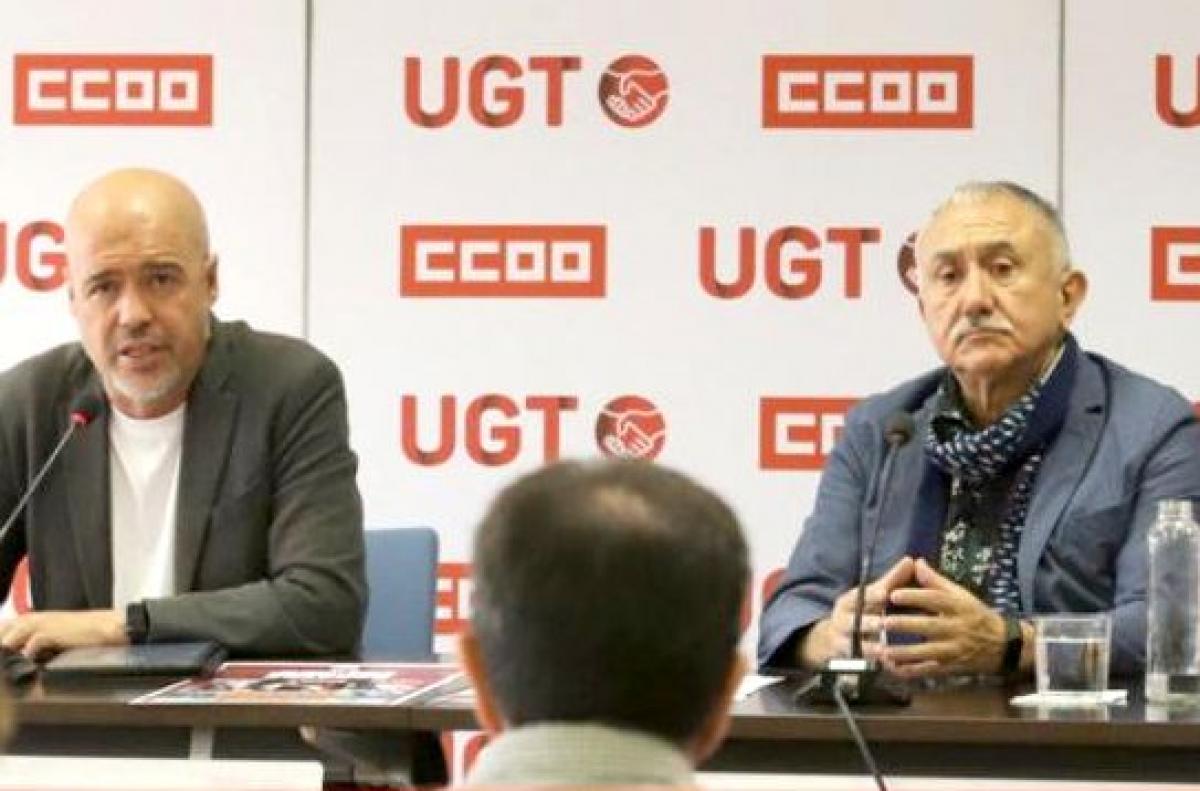 Los Secretarios Generales de CC.OO. y UGT en rueda de prensa